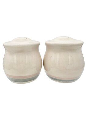 Handmade Ceramic Salt and Pepper Shakers With Pastel Stripes 2.5 inches Tall